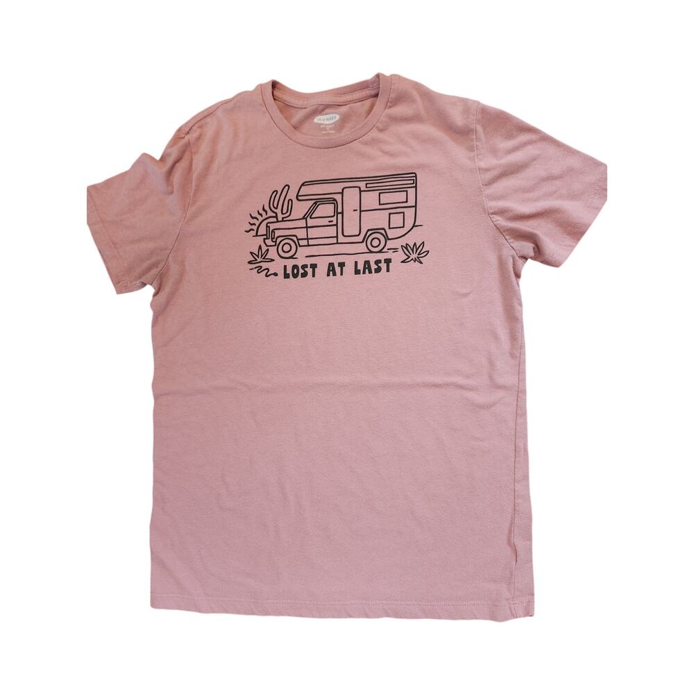 Old Navy Pink “Lost At Last” Camper Graphic Tee Size Small